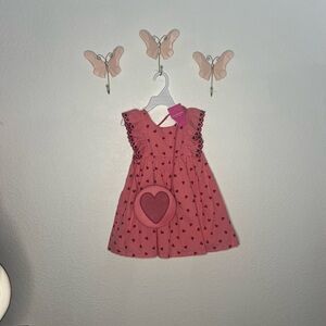 Pink Heart Patterned Kids Dress